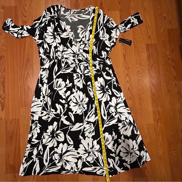 NEW Investments Soft Separates Womens 3X Dress Midi Faux Wrap Jersey Knit Floral - Picture 12 of 13